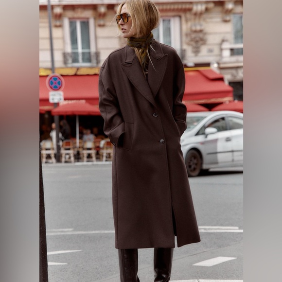 Zara Chocolate Brown Trench Coat NWT - Picture 9 of 16